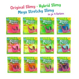 SLIMY Original, Mega & Hybrid Pack of 3 - 3 x 45 g Play Mass in Zip Bag - Triple Slime Fun for Children, Elastic Slime Play Clay (Toy from 3 Years)