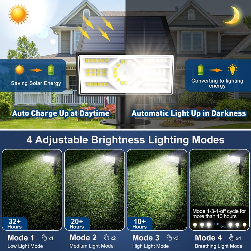 Katipeal Solar Spot Lights Outdoor,6 Pack/56 LED Outdoor Lights for