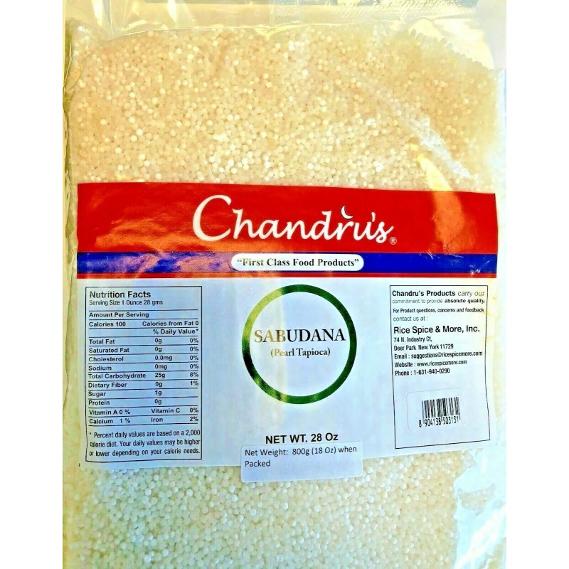 Chandru's Sabudana Small (Pearl Tapioca, Sago, Cassava) -28 Oz (800g)