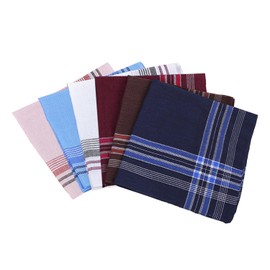 MUEEAD 6 Pack Men's Handkerchiefs, Plaid Handkerchief, Cotton Men's Handkerchief Set, Pocket Square, Absorbent Sweat Handkerchief For Wedding, Prom, Party