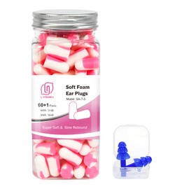 LYSIAN Ultra Soft Foam Sleep Earplugs, 38dB SNR Noise Reduction Ear Plugs for Sleeping, Mowing, Shooting-60 Pairs,Double Color Pink/White