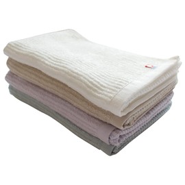 Imabari Towel Face Towel, Set of 4, Bulk Purchase, Striped, White, Pale Color, Made in Japan, Refreshing, White Face Towel, Clean, 100% Cotton, Safe for Disasters, Disaster Prevention, Compressed