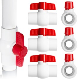 6PCS 1" PVC Ball Valve, Shut-Off Ball Valve Socket with Easy Turn T-Handles, Slip PVC Ball Valve for Water Project, Swiming Pool, Sewage Pump, Sprinkler Lines, Outdoor Plumbing & Irrigation System