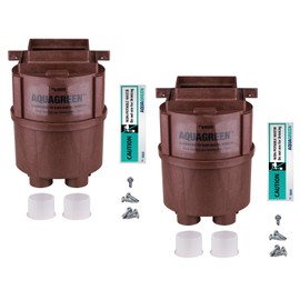 PF WaterWorks AQUAGREEN Rain Water Collection Downspout to Rain Barrel Diverter Only 2 Pack (Rain Barrel not Included) - Fits 2" x 3" and 3" x 4" Downspouts - Brown Diverter