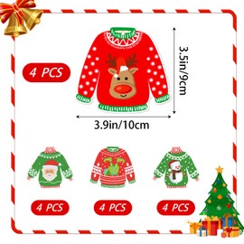 16 Pcs Christmas Ugly Sweater Hanging Ornaments Decorations for Christmas Tree Xmas Red White and Green Hanging Winter Sweater Pendant for Kids Gift DIY Xmas Home Party Favors