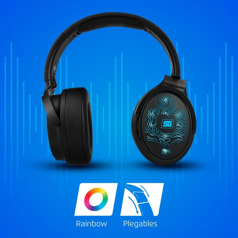 Vorago HPB-401-LED Audifonos Inalambricos con Luz Led Rainbow Diadema Bluetooth