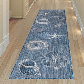 Liora Manne Shells Navy Indoor Outdoor Area Rug, 1'11" x 7'6"