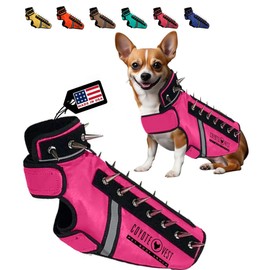 CoyoteVest SpikeVest Dog Harness Vest for Small Dogs, Reflective Dog Vest with Spikes to Shield Your pet from Coyotes, Raptor and Animal Attacks, Anti Hawk Vest, Made in USA (XXS-Pink)
