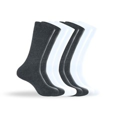 coskin Men's Crew Socks Soft Cushioned Cotton Blend, Moisture-Wicking, Breathable, and Comfortable for Sports, Hiking, Gym, Casual, and Everyday Wear,14 to 16, 4-Pairs(2 White, 2 Dark Grey)