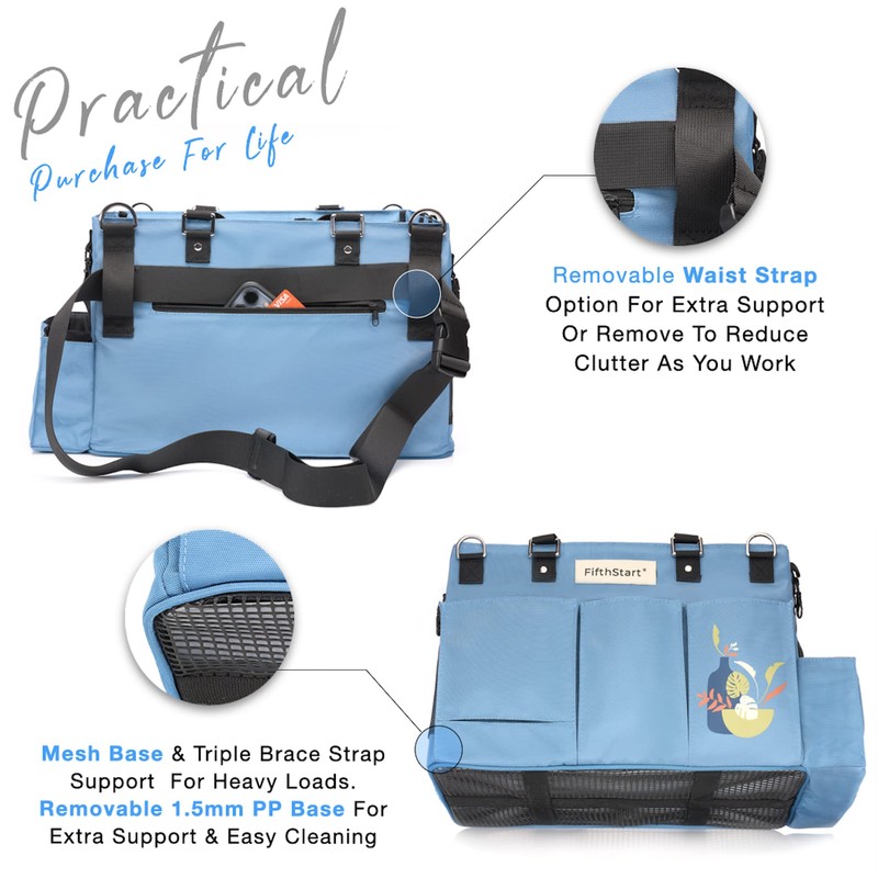 FifthStart Multiuse Cleaning Caddy - Blue Diaper Caddy with Waist,