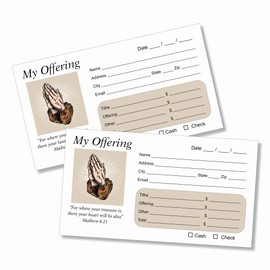 100 Tithes and Offering Envelopes for Church, 3 5/8" x 6 1/2", 24lb White Wove Paper, Full Color Printing on the Front Side, Dry Gummed Flap, Made and Printed in USA