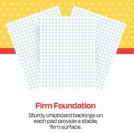 School Smart Graph Paper Pad with Chipboard Back, 8-1/2 x 11 Inches, 1/4 Inch Rule, White, Pack of 12