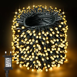 Christmas Lights Outdoor Decorations,BOLWEO 40M 400LED Mains Powered Christmas Tree Lights with Waterproof Timer Fairy String Lights Plug in for Indoor & Outdoor Xmas Bedroom Garden Wedding,Warm White