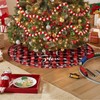 48" Buffalo Plaid Christmas Tree Skirt with 6pcs Plastic Snowflakes,Red