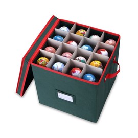 Primode Christmas Ornament Storage Box, 4 Layers, Fits 64 Ornaments Balls, Constructed of Durable 600D Oxford Material (Green)