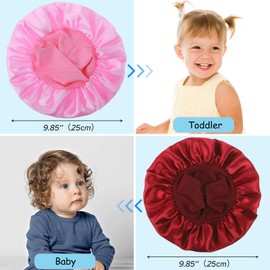 CIATBYYJ 3 Pcs Soft Wide Kids Bonnets for Sleeping Adjustable Sleep Hair Bonnet for Baby Kid Elastic Band Sleeping Hair Bonnets for Kids Baby Girls Boys Toddler (Black/Pink/Burgundy)