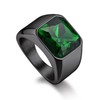 Bandmax Black Stainless Steel Emerald Ring Green Gemstone Ring Cubic