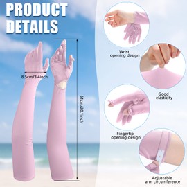 Yahenda 2 Pairs Women UV Long Sun Protection Gloves Touchscreen Arm Sun Driving Gloves UPF 50+ for Outdoor Sports Cycling (Gray, Purple, Wrist Opening)