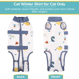 SUNFURA Cat Recovery Suit, Breathable Cat Surgery Recovery Suit Kitten Onesie for Cats After Surgery, Cat Surgical Spay Suit Male Female E-Collar Alternative Anti Licking Wounds, Blue S