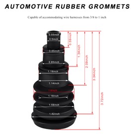 FSTURIOS 4 PCS Universal Firewall Boot, Automotive Rubber Grommets for 3/8 to 1 Inch Diameter Wire Bundles, Safe and Convenient Firewall Grommet Kit for Vehicle Running Cables