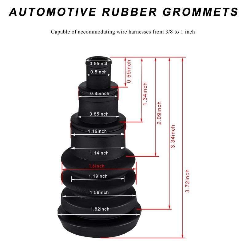 FSTURIOS 4 PCS Universal Firewall Boot, Automotive Rubber Grommets for