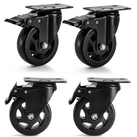 Yarlung 4 Pack 4 Inch Caster Wheels, Heavy Duty Plate Swivel Casters Set with Brake, 360°Rotating Dual Locking Caster No Noise PVC Wheel for Cart, Furniture, Workbench, 880 Lbs Load Capacity
