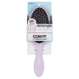 Conair Detangle Delight Hair Brush | Stress-Free Brushing | For All hair Type| Wet and Dry Hair - Features flexible bristles, Light Purple - 1 Count (Assorted Color)