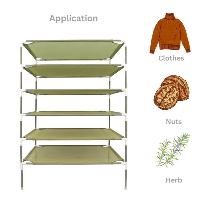 RURAL GROW Sweater Drying Rack,6-Layer Flat DryingRack Stackable, Mesh Fabric