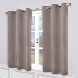 Superior Blackout Curtains, Room Darkening, Bedroom, Drapes, Kitchen, Living Room Window Accents, Sun Blocking, Thermal, 2 Pack, Solid Blackout Curtains, Set of 2, 52" x 63", Taupe