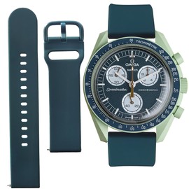 Watch Band for Omega X Swatch Moonswatch Watch Strap Speedmaster 20MM Quick Release Rubber Watch Strap Replacement (Dark Green, 20 MM)