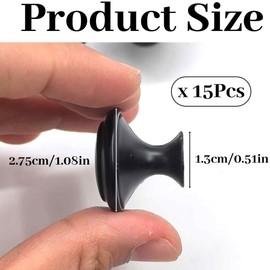 ShigKeu 15pcs Black Matted Round Cabinet Knobs Cupboard Handles Black Door Knobs with Screws for Kitchen Bedroom Furniture