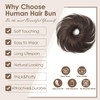 KISANOF Human Hair Bun Darkest Brown Natural Curly Tousled Stretchy