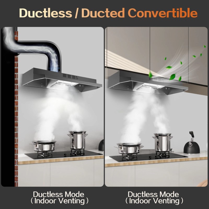 Zomagas 24inch Stainless Steel Kitchen Range Hood 280CFM 2 Speed