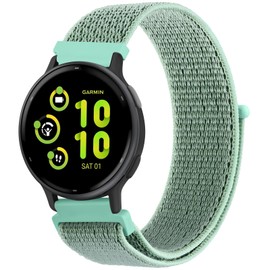 Meliya Nylon Band for Garmin: Compatible With Vivoactive 5/3, Venu 2 Plus/Sq/Venu; Adjustable Sport Replacement Strap, Forerunner 55/645/245 Music Smart Watch (Green)