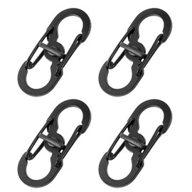 4 Pack Mini S Clip Carabiner, S Carabiner Clip Small, Stainless Steel Dual Spring S Shaped Keychain Hooks with Secure Lock, Lightweight Clips for Home Outdoor Hiking Camping Fishing Travel