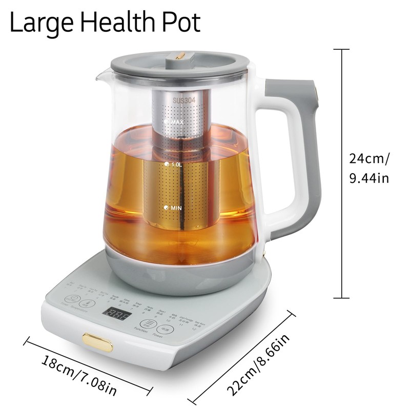 cglightwsparkle Health Pot Electric Kettle with Infuser，Smart Fruit Hot Tea