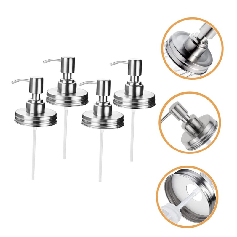 NOLITOY 4Pcs Stainless Steel Soap Pump Replacement Lids for Mason