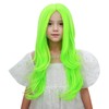 Edivd-Peluca verde neón para niñas, peluca larga verde ombré con