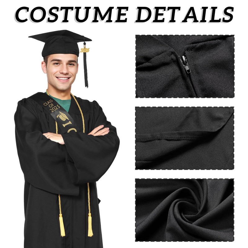 Alaiyaky Graduation Gown Cap Tassel 2024 Set, Unisex Matte Uniform