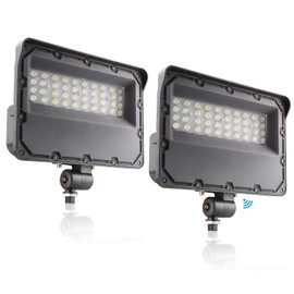 Lightdot 2Pack 150W LED Flood Light Outdoor with Knuckle, 100-277V【Driver Equipped, 5 Years】 IP65 Waterproof 21000LM, 5000K Daylight [Eqv. to 600HPS/WH] Dusk to Dawn Photocell Sensor-Brown