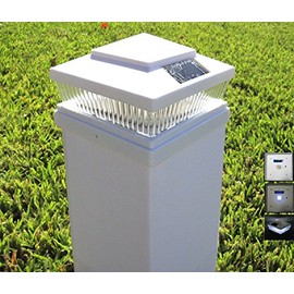 Plastic White 6 x 6 Outdoor 5 LED 78Lumens Solar Post Cap Light Designed to fit on 6x6 Hollow Vinyl/PVC/Plastic or Solid Wood/Composite Posts