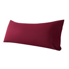 WhatsBedding Body Pillow Cover Cotton Fabric, Long Pillow Case Breathable & Skin-Friendly, Envelope Closure - Burgundy Red (21x54 inch)
