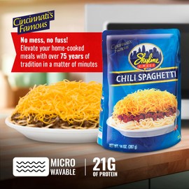 Skyline Chili & Spaghetti - Cincinnati Style - Authentic Recipe in Microwavable Pouches, Ideal for Cheese Coneys & Hot Dogs - Classic Flavor, Easy Meal Prep - 14 oz Each, Pack of 8