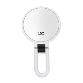 Stianiiie 1X 15X Handheld Mirror with Handle for Travel， Magnifying Mirror, Rotation Adjustable Handle, Double Sided Folding, Mirror for Women for Eyes Makeup Travel Table Desk Shaving
