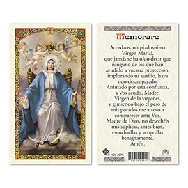 MEMORARE SPANISH HOLY CARD LAMINATED PRAYER CARDS
