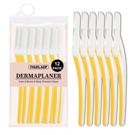 THURLADY Face Razors for Women Dermaplaning, Dermaplane Razor for Women Face, Eyebrow & Facial Razors, Peach Fuzz Remover, Gentle Exfoliating Microblades, for Sensitive Skin (Pack of 12, Solar Veil)