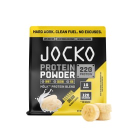 Jocko Fuel Proteína de suero de leche Mlk en polvo, 22 g, mezcla de frutos del monje, baja en azúcar - Recuperación y crecimiento muscular. El envase 