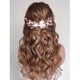 CASDRE- Enredadera para el cabello de novia con flores de Casdre, tocado de novia con perlas, accesorios para el cabello con hojas, pieza para el cabello para mujer
