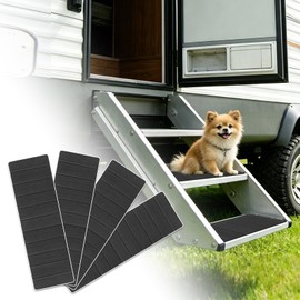 DGSL 4 Pack RV Step Covers, 24"x7.5" Self-Adhesive RV Stair Covers, Non-Slip Trimmable EVA Foam, RV Step Rug for Camper, Trailers, RV (Dark Black)