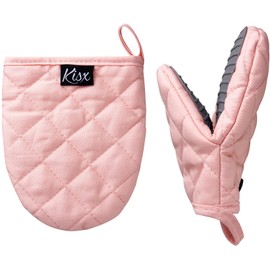 Pink Silicone Oven Mitts & Pot Holders Set - Heat Resistant, Mini Kitchen Gloves for Cooking